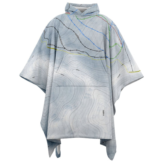 Ohau, New Zealand Ski Resort Map Flannel Blanket Poncho - Powderaddicts