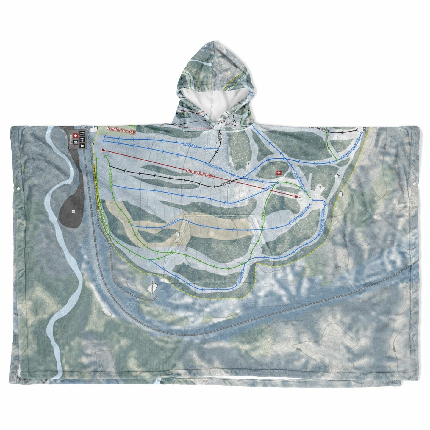 Mont Ripley, Michigan Ski Resort Map Flannel Blanket Poncho