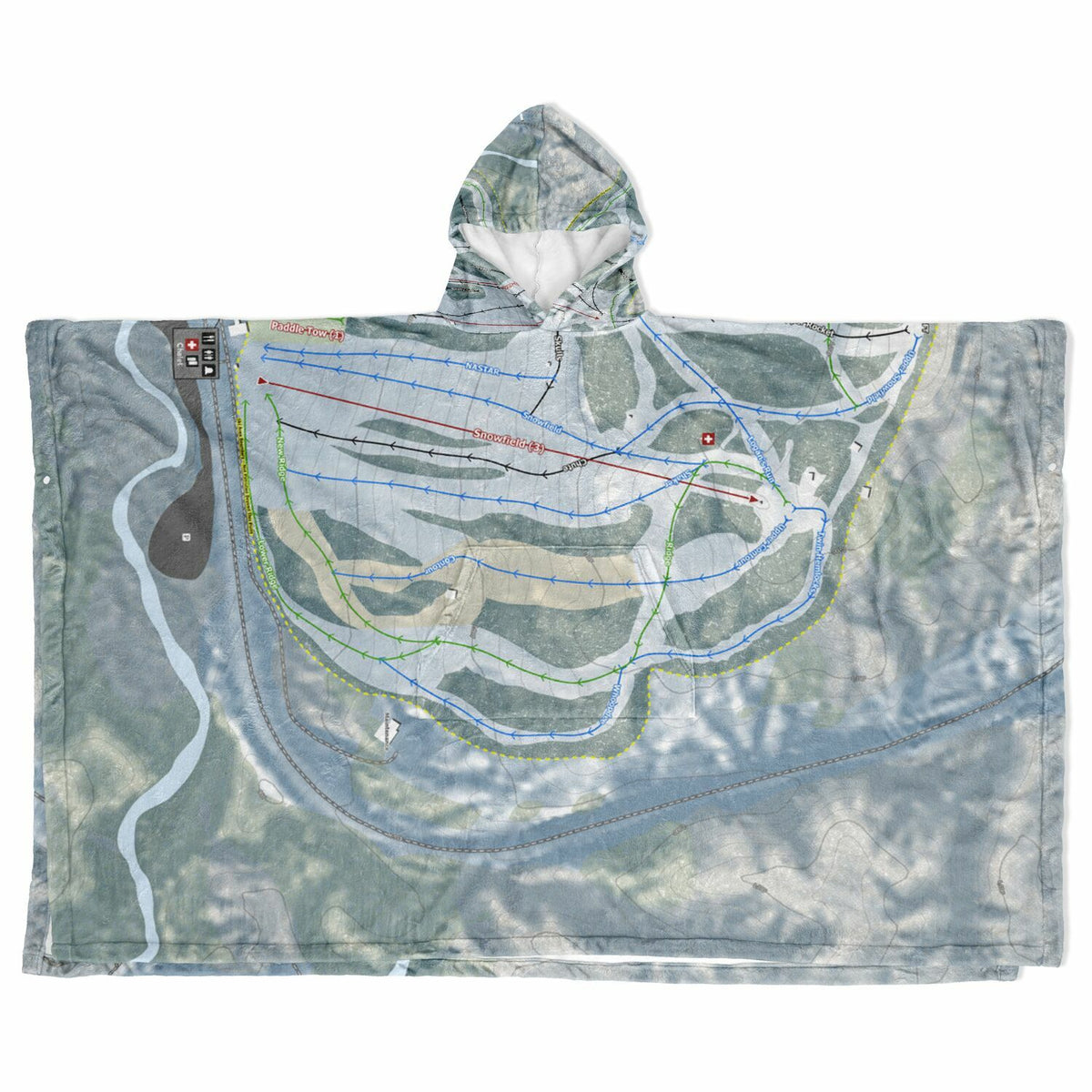 Mont Ripley, Michigan Ski Resort Map Flannel Blanket Poncho