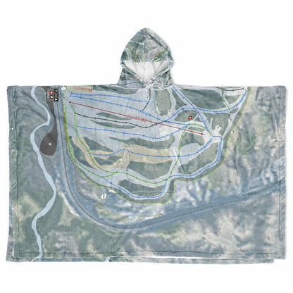 Mont Ripley, Michigan Ski Resort Map Flannel Blanket Poncho