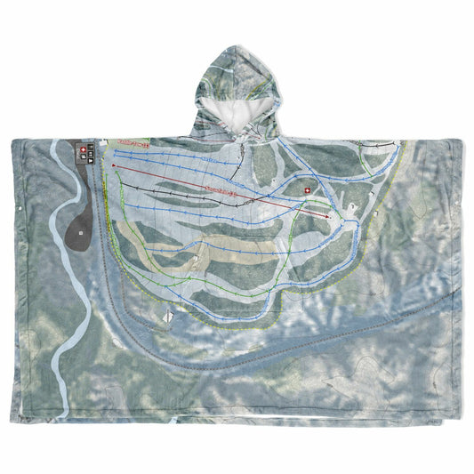 Mont Ripley, Michigan Ski Resort Map Flannel Blanket Poncho