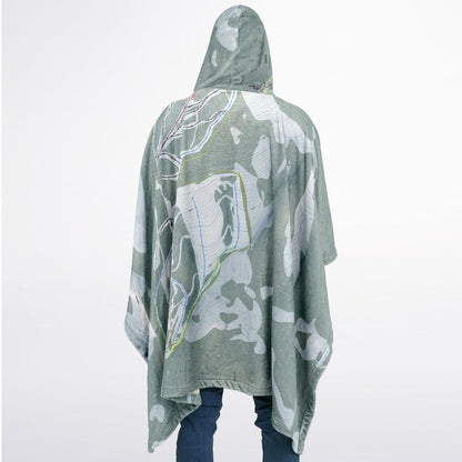 Discovery, Montana Ski Resort Map Flannel Blanket Poncho