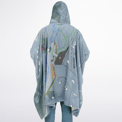 Leavenworth Ski Hill, Washington Ski Resort Map Flannel Blanket Poncho