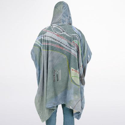 Otis Ridge, Massachusetts Ski Resort Map Flannel Blanket Poncho