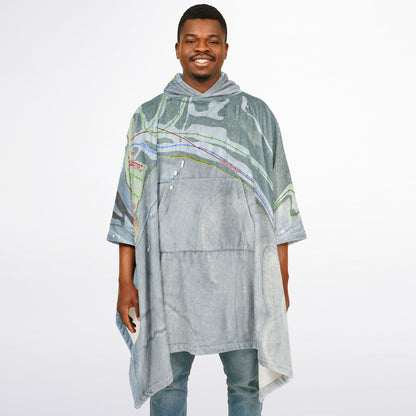 Shawnee Mountain, Pennsylvania Ski Resort Map Flannel Blanket Poncho