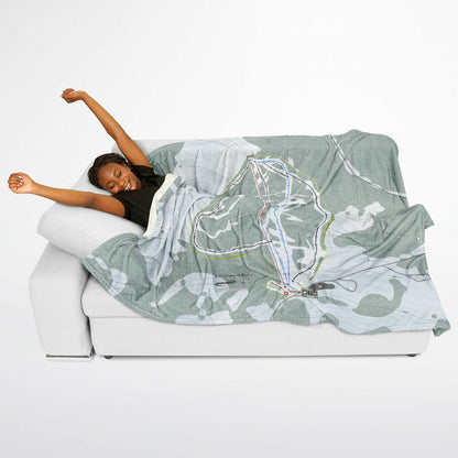 Cottonwood Butte, Idaho Ski Resort Map Flannel Blanket Poncho