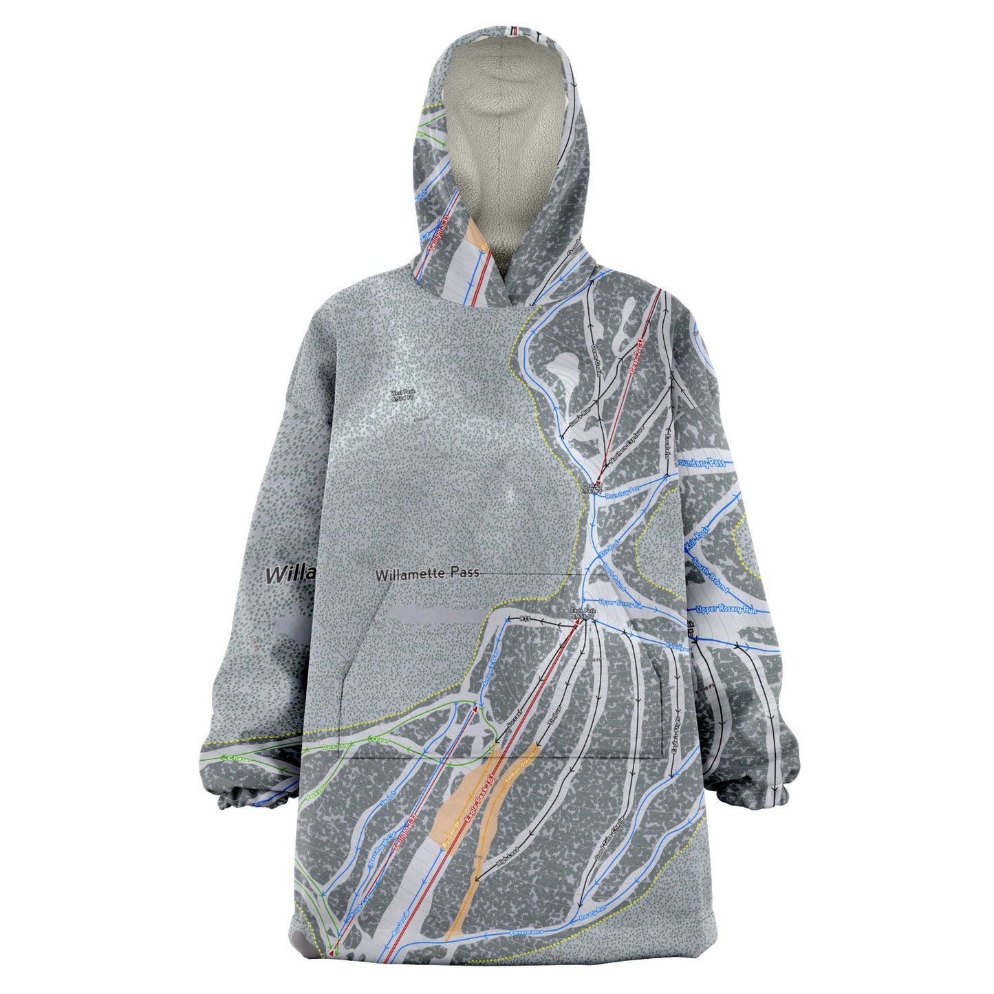 Willamette Pass, Oregon Ski Trail Map Snug Hoodie