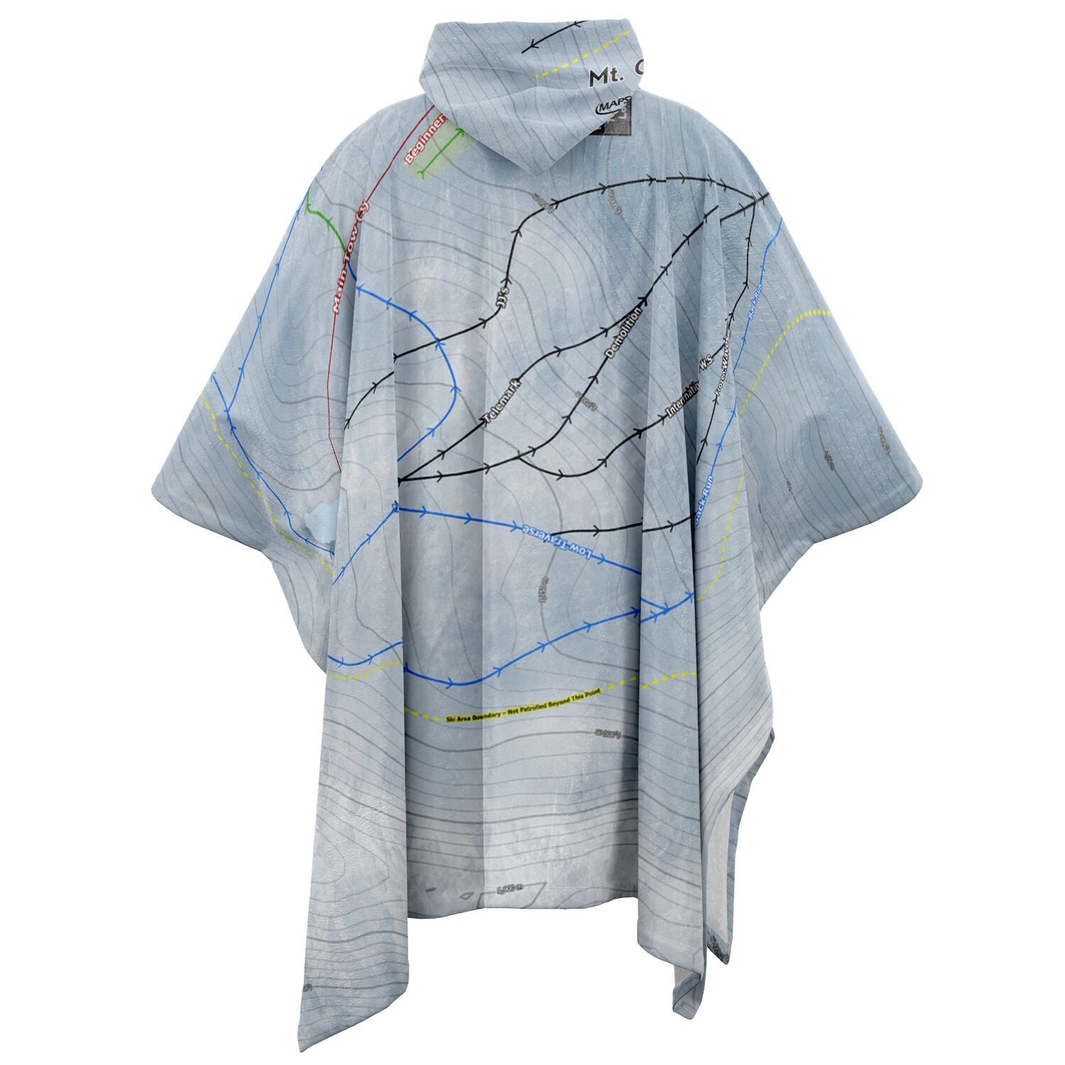 Mt Olympus, New Zealand Ski Resort Map Flannel Blanket Poncho - Powderaddicts