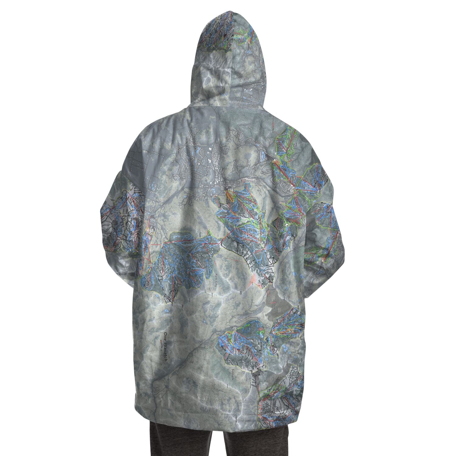 One Wasatch, Utah Ski Trail Map - Snug Hoodie - Powderaddicts