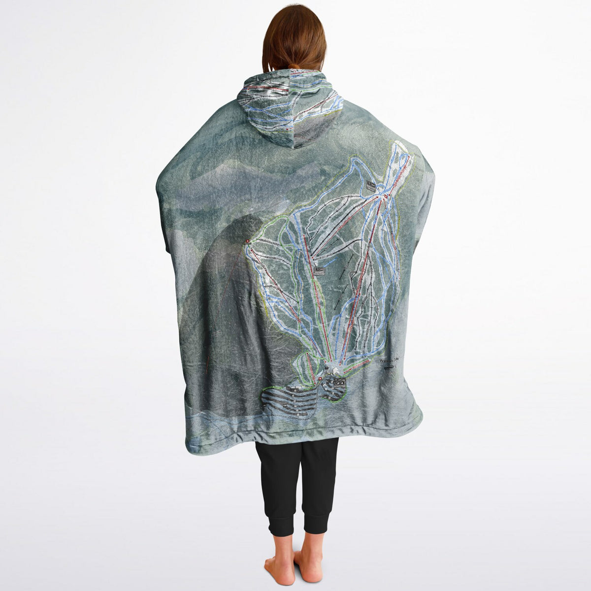 Waterville Valley, New Hampshire Ski Resort Map Reversible Snug Hoodie