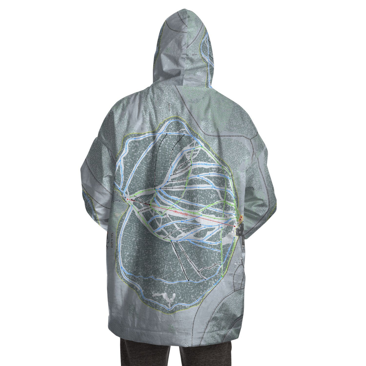 Ski Land, Alaska Ski Trail Map Snug Hoodie