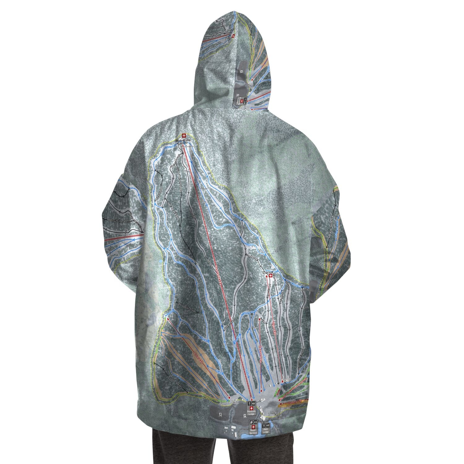 Gunstock Mountain, New Hampshire Ski Trail Map - Snug Hoodie - Powderaddicts