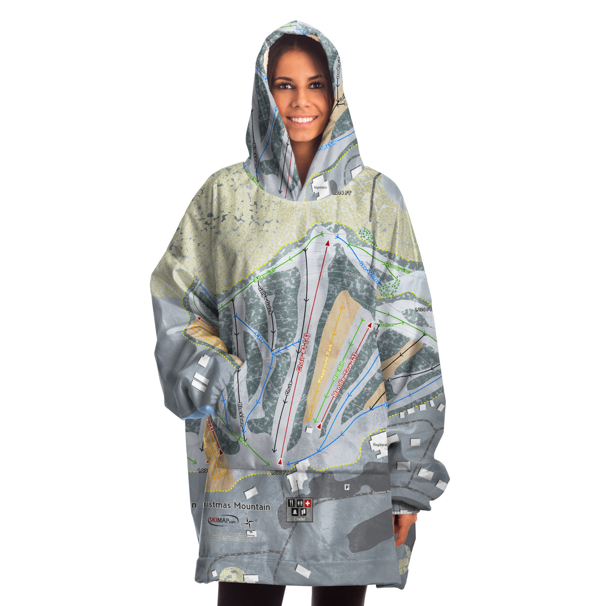 Christmas Mountain, Wisconsin Ski Trail Map - Snug Hoodie