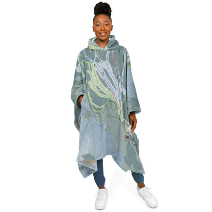 Eaglecrest, Alaska Ski Resort Map Flannel Blanket Poncho
