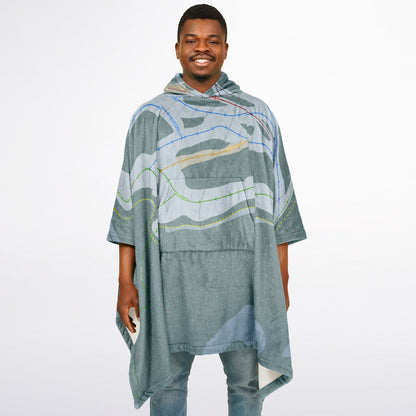 Fairmont Hot Springs, British Columbia Ski Resort Map Flannel Blanket Poncho