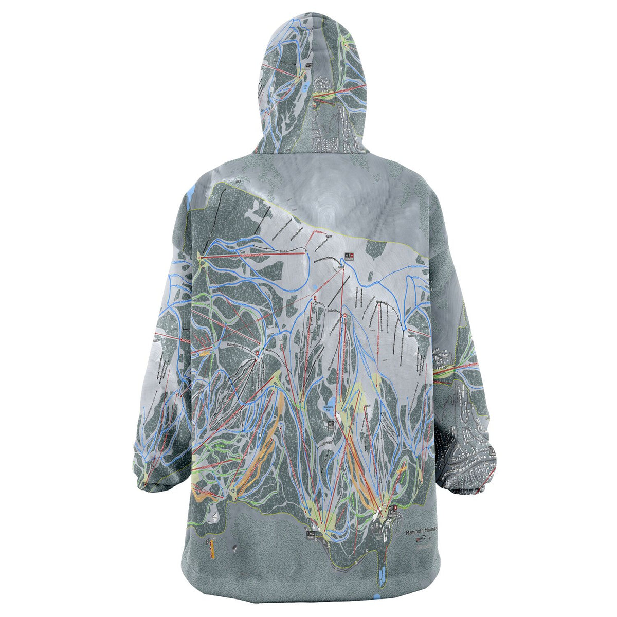 Mammoth Mtn, California Ski Trail Map - Snug Hoodie