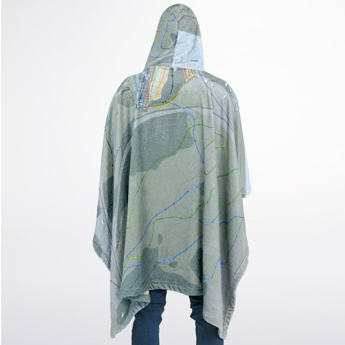 Baie des Sables, Quebec Ski Resort Map Flannel Blanket Poncho