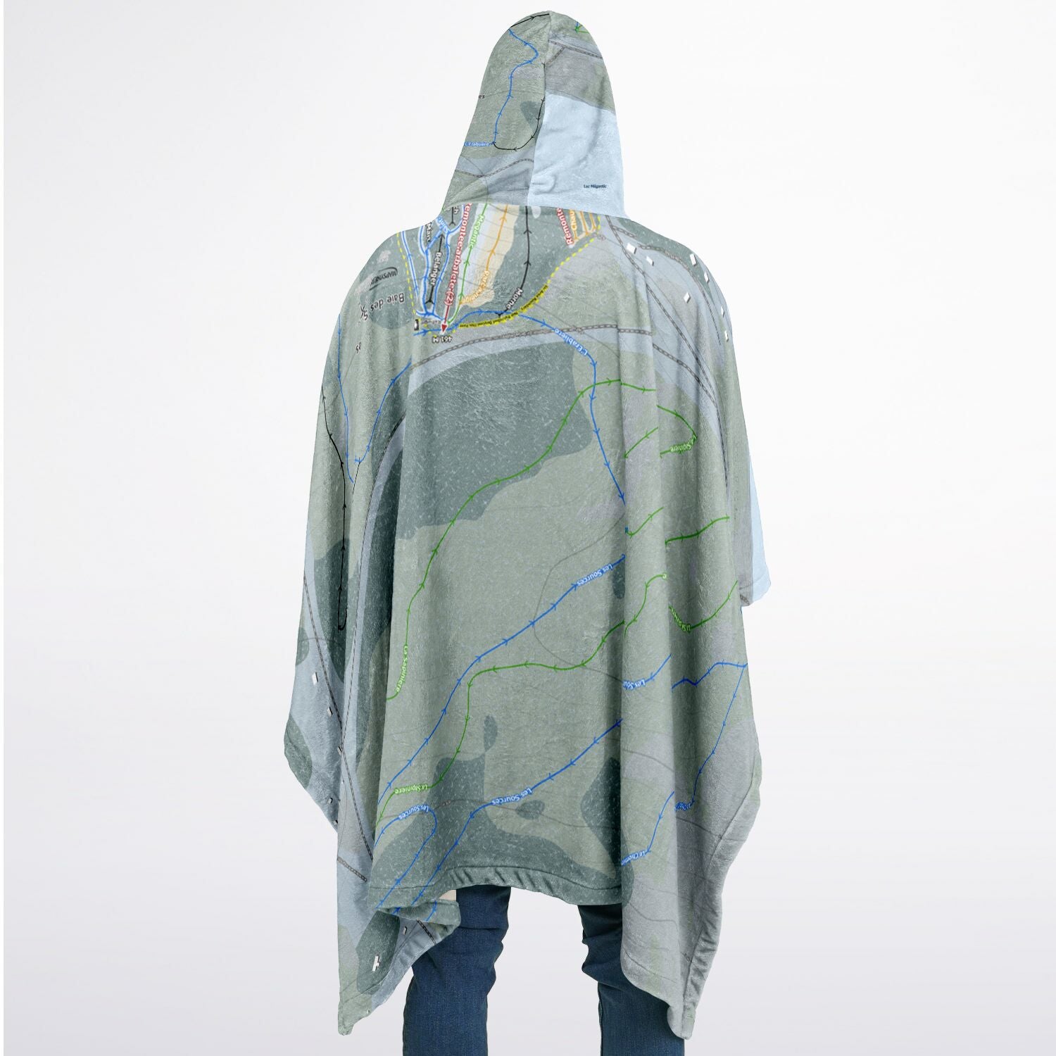 Baie des Sables, Quebec Ski Resort Map Flannel Blanket Poncho