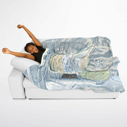 Snow Snake, Michigan Ski Resort Map Flannel Blanket Poncho