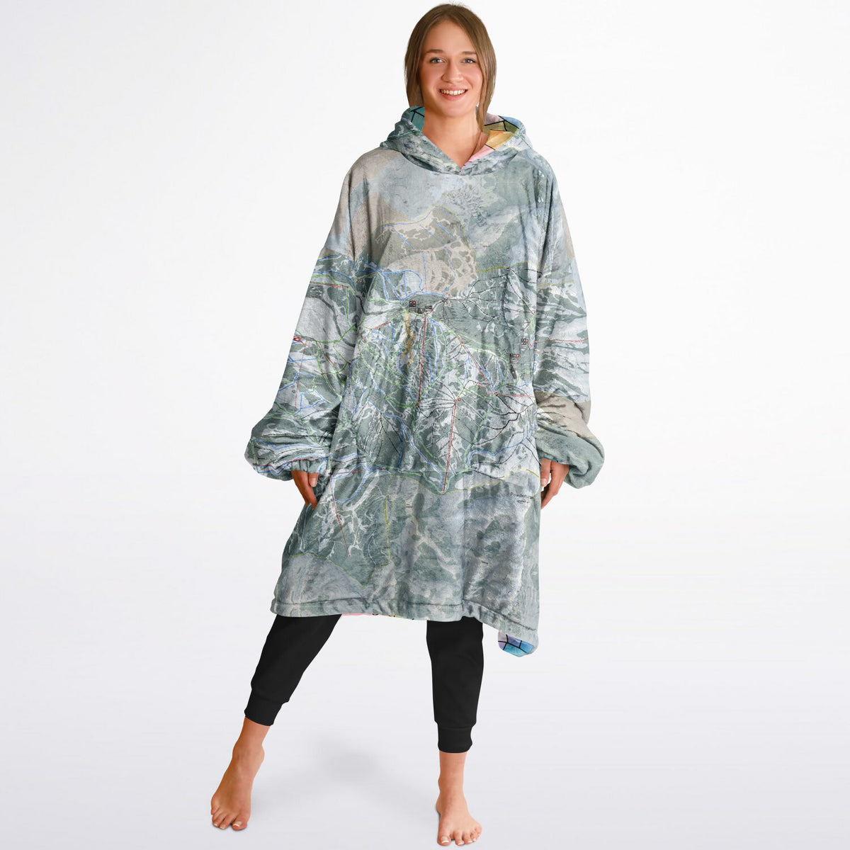 Powder Mountain, Utah Ski Resort Map Reversible Snug Hoodie