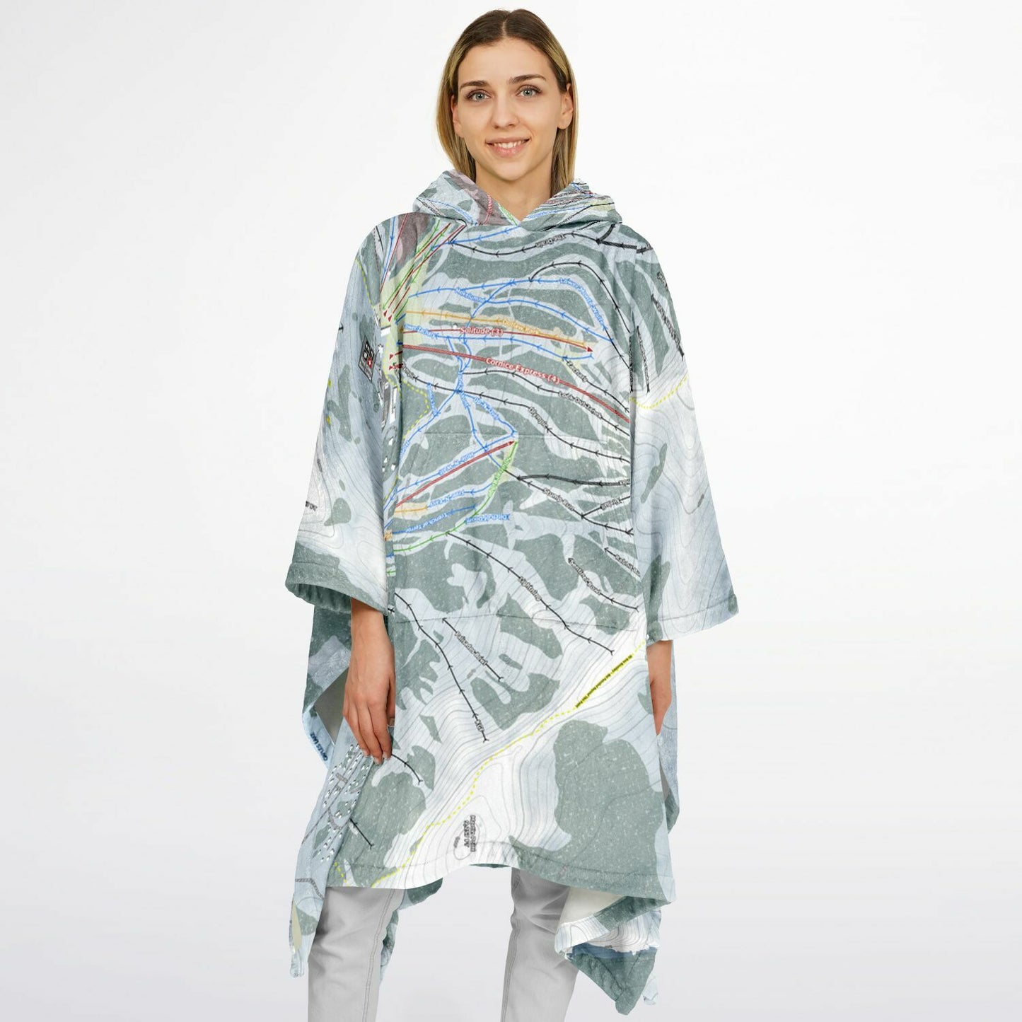 Kirkwood, California Ski Resort Map Flannel Blanket Poncho