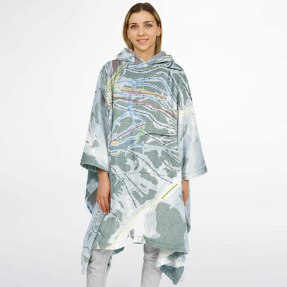 Kirkwood, California Ski Resort Map Flannel Blanket Poncho