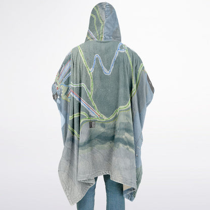 Bristol Mountain, New York Ski Resort Map Flannel Blanket Poncho