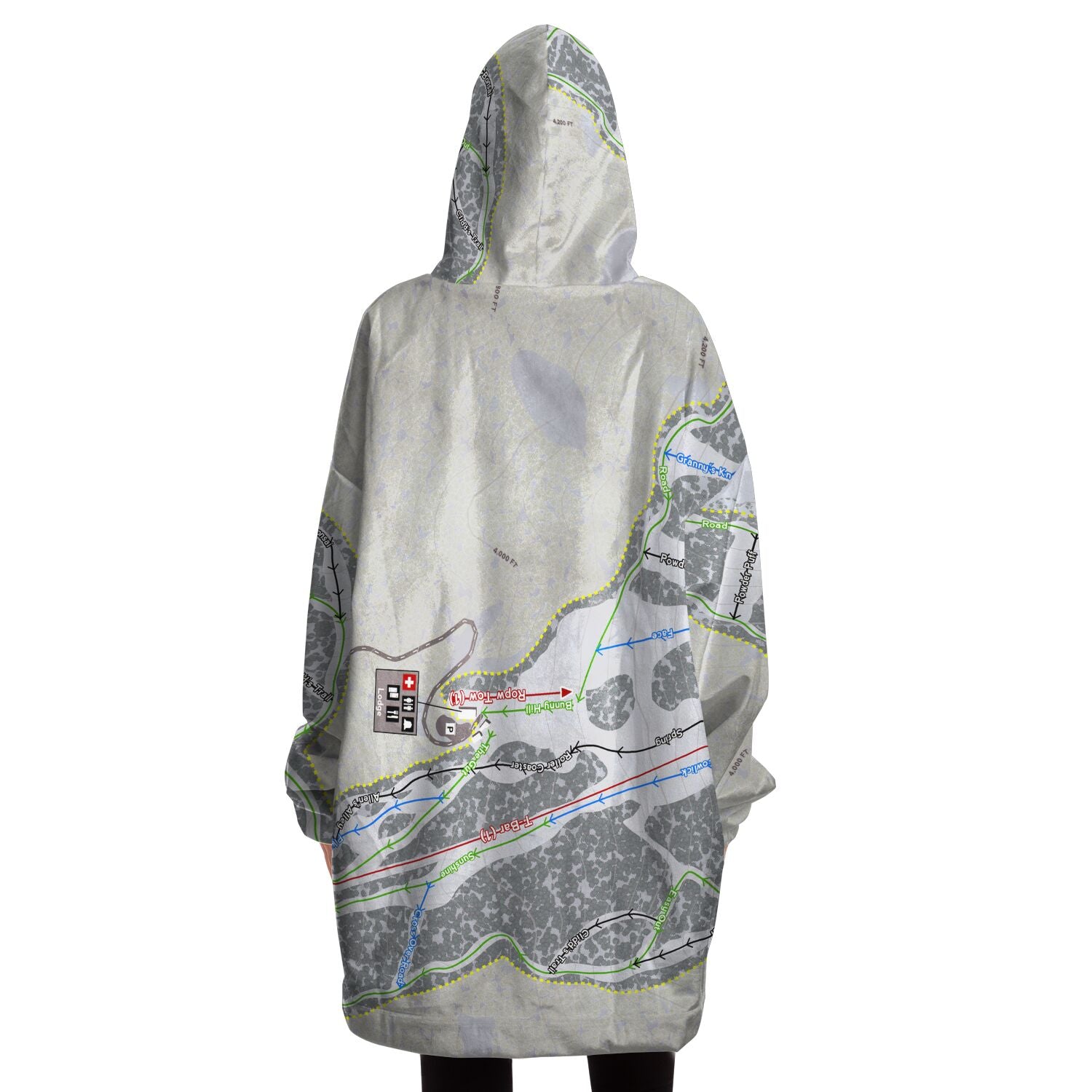 Bald Mountain, Idaho Ski Trail Map Snug Hoodie