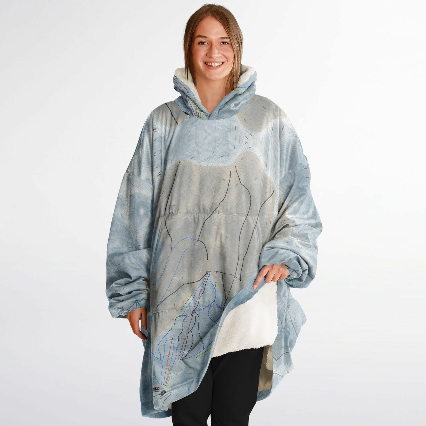Fox Peak, New Zealand Ski Trail Map - Snug Hoodie - Powderaddicts