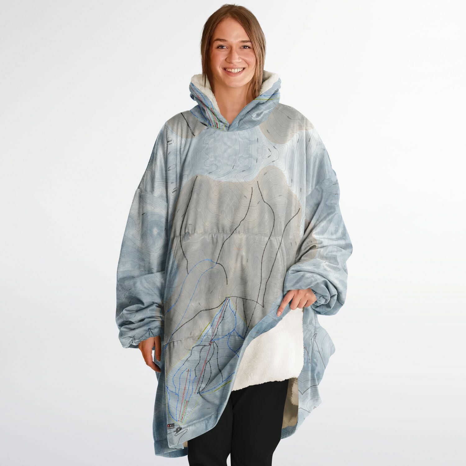 Fox Peak, New Zealand Ski Trail Map - Snug Hoodie