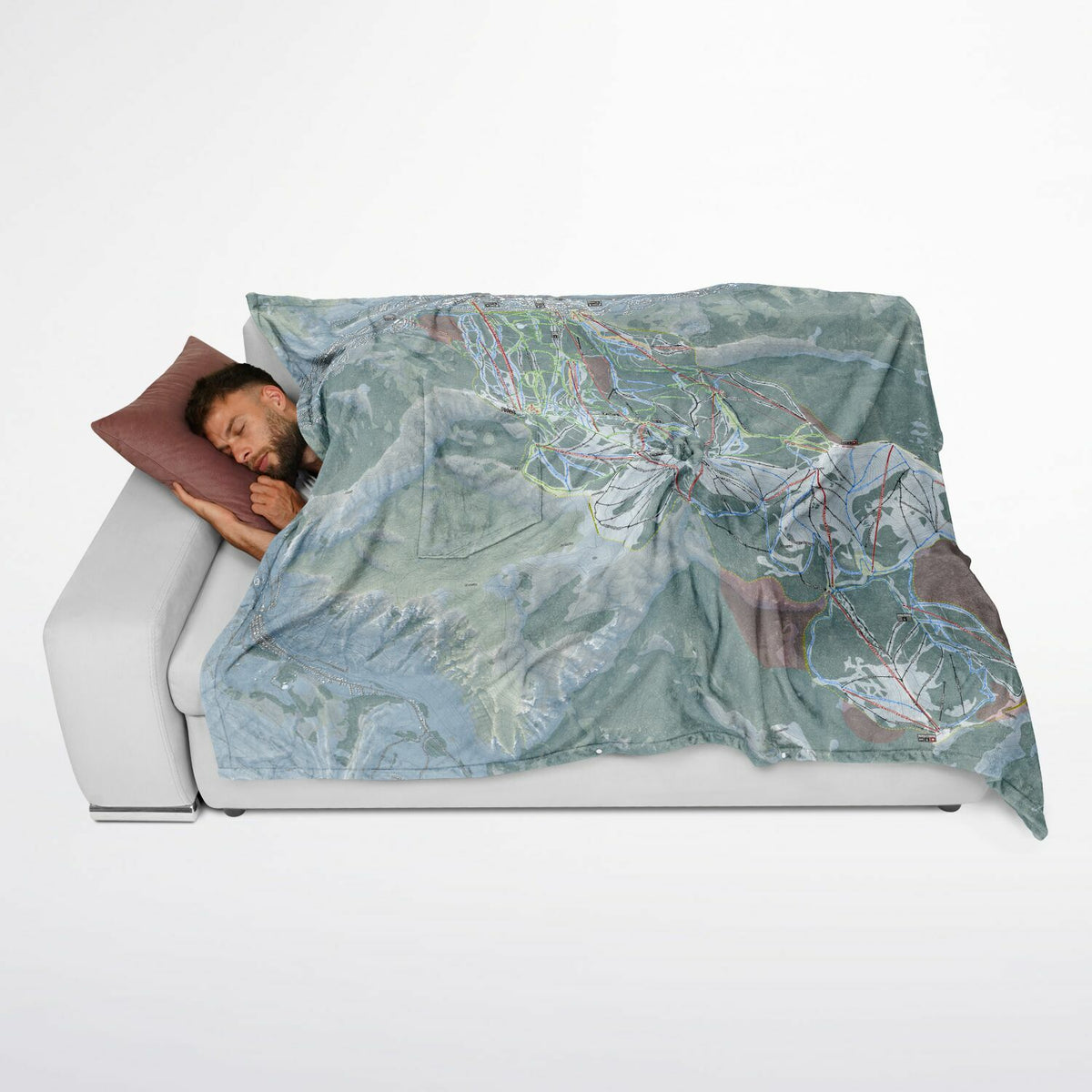 Vail, Colorado Ski Resort Map Flannel Blanket Poncho