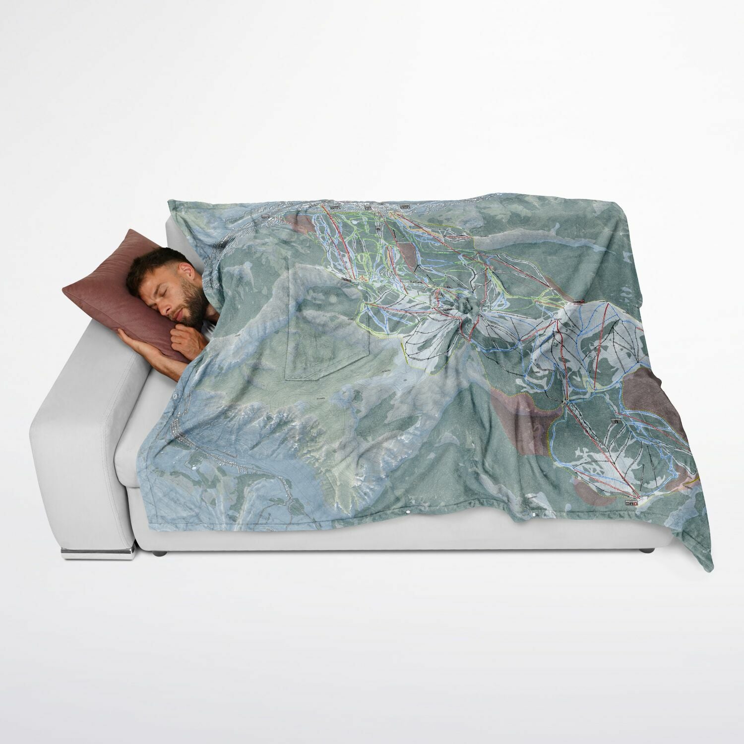 Vail, Colorado Ski Resort Map Flannel Blanket Poncho