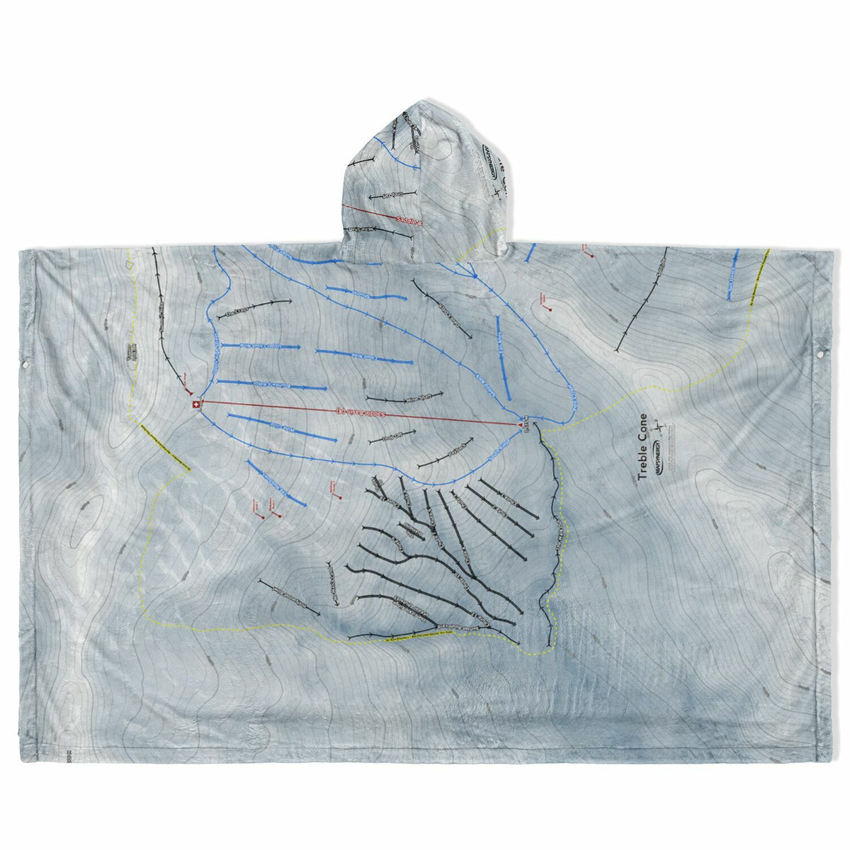 Treble Cone, New Zealand Ski Resort Map Flannel Blanket Poncho