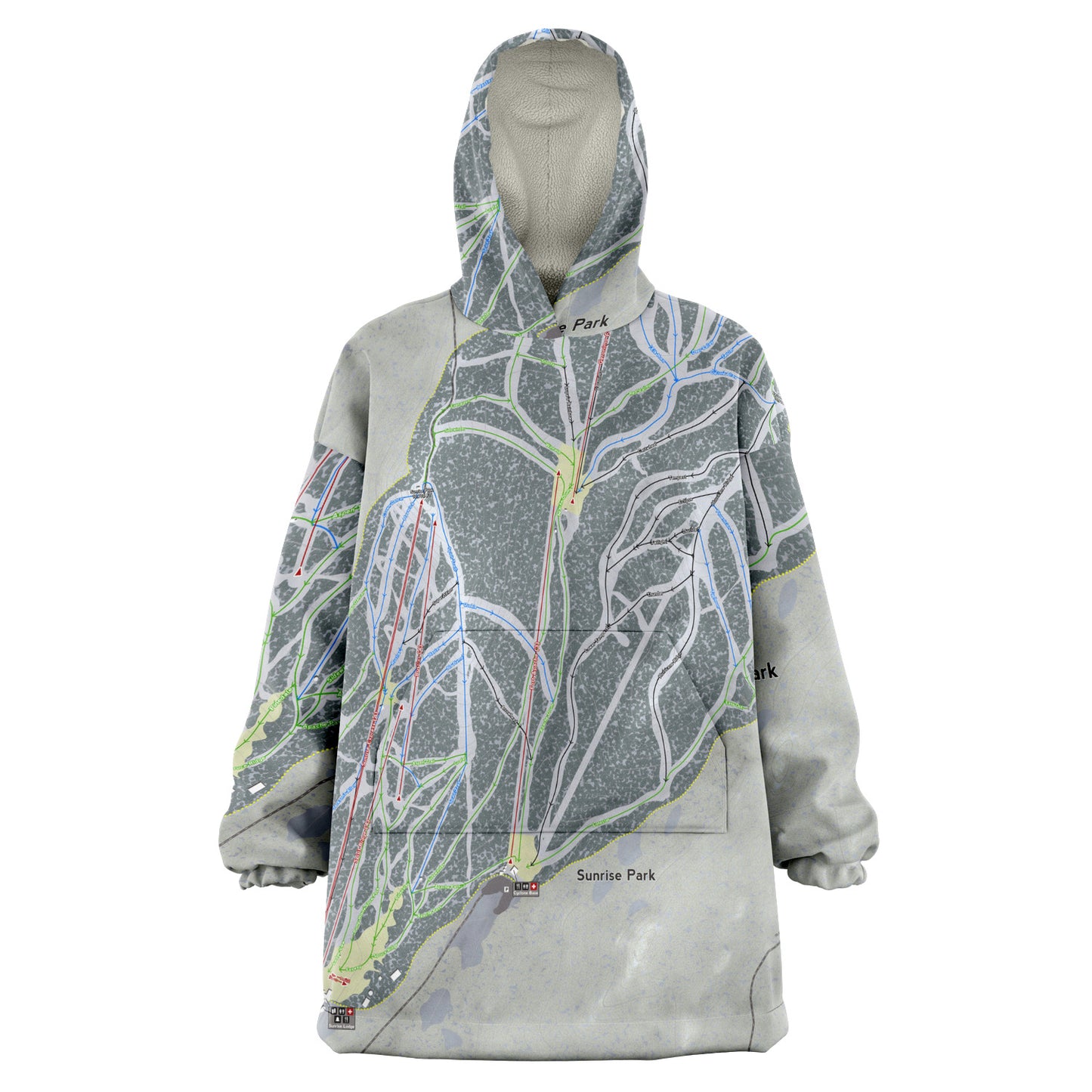 Sunrise Park, Arizona Ski Trail Map Snug Hoodie - Powderaddicts