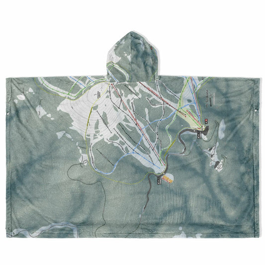 Mt Spokane, Washington Ski Resort Map Flannel Blanket Poncho