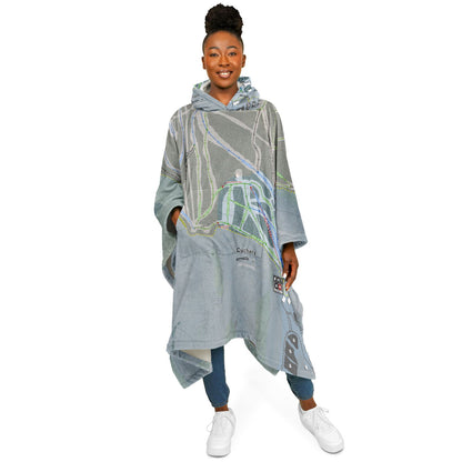 Cuchara Mountain, Colorado Ski Resort Map Flannel Blanket Poncho