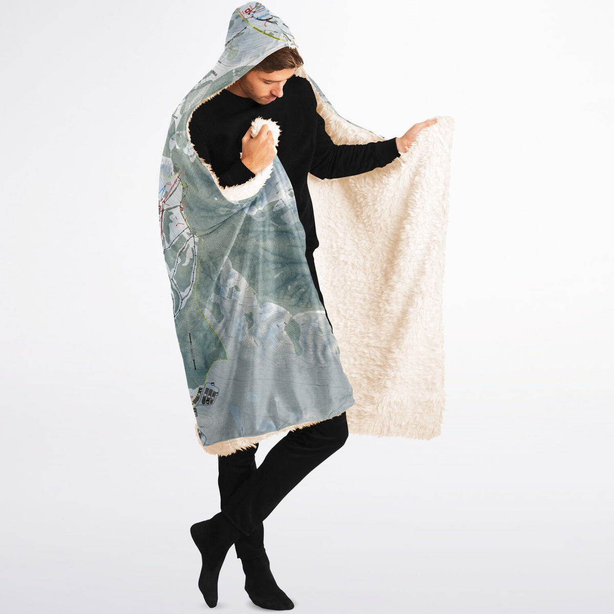 Snowbasin, Utah Ski Trail Map - Adult Hooded Blanket