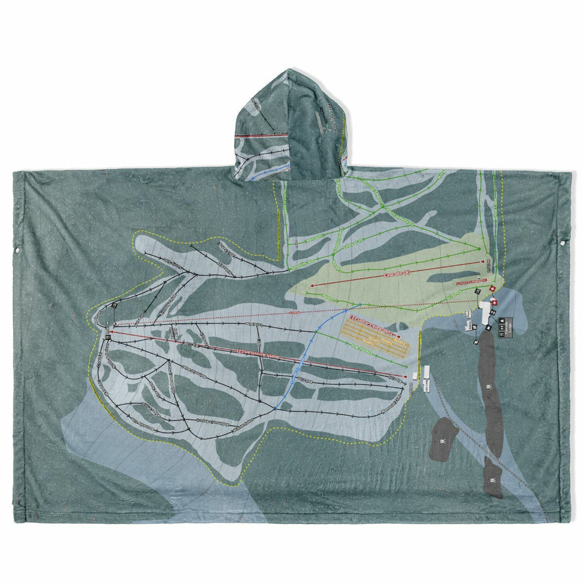Mt Norquay, Alberta Ski Resort Map Flannel Blanket Poncho