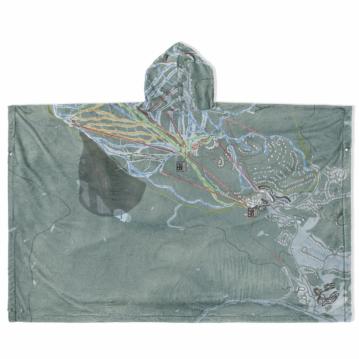 Northstar, California Ski Resort Map Flannel Blanket Poncho
