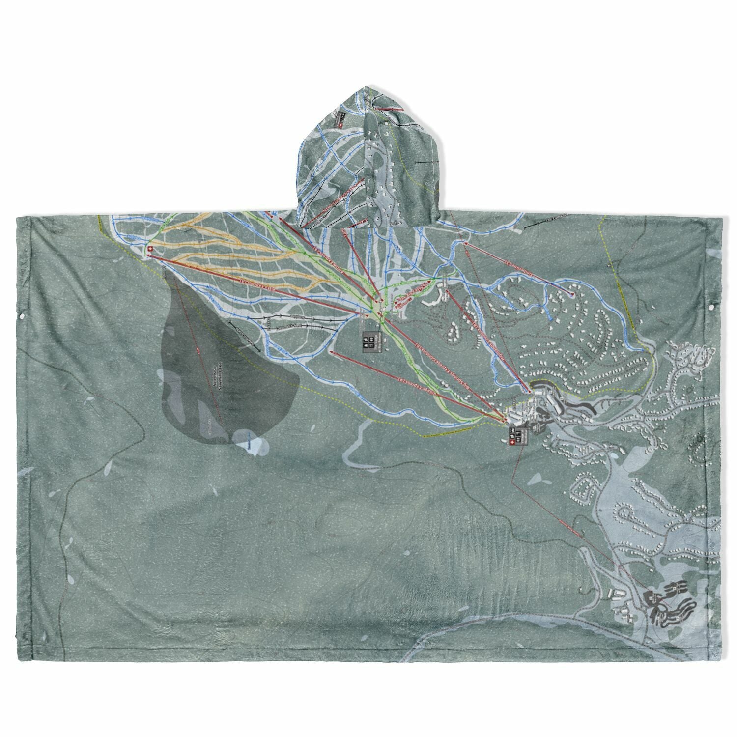Northstar, California Ski Resort Map Flannel Blanket Poncho