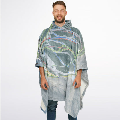 Jiminy Peak, Massachusetts Ski Resort Map Flannel Blanket Poncho