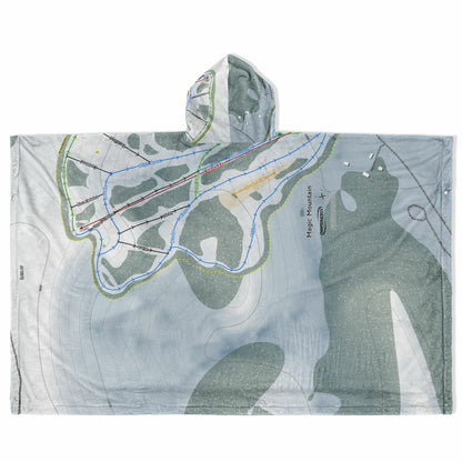 Magic Mountain, Idaho Ski Resort Map Flannel Blanket Poncho