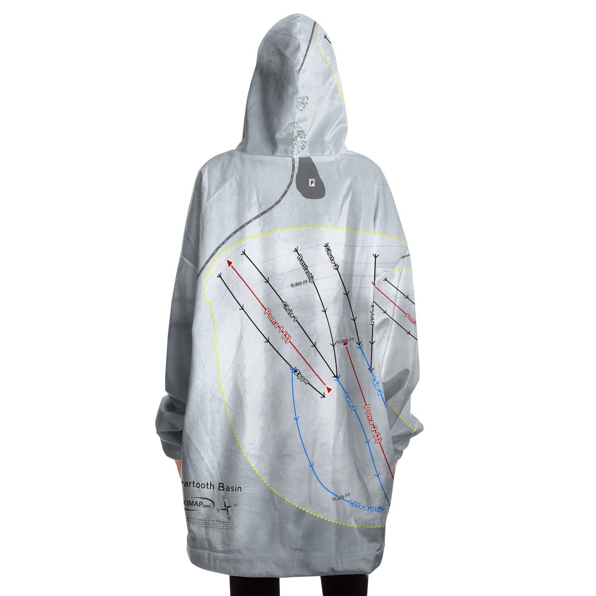 Beartooth Basin, Wyoming Ski Trail Map Snug Hoodie