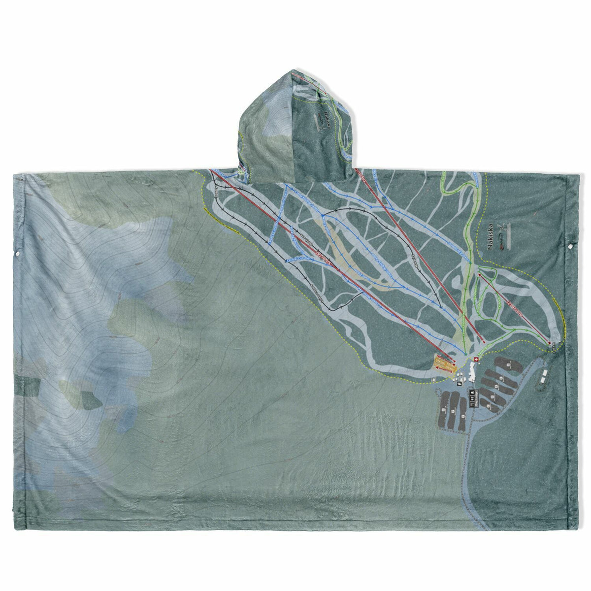 Nakiska, Alberta Ski Resort Map Flannel Blanket Poncho