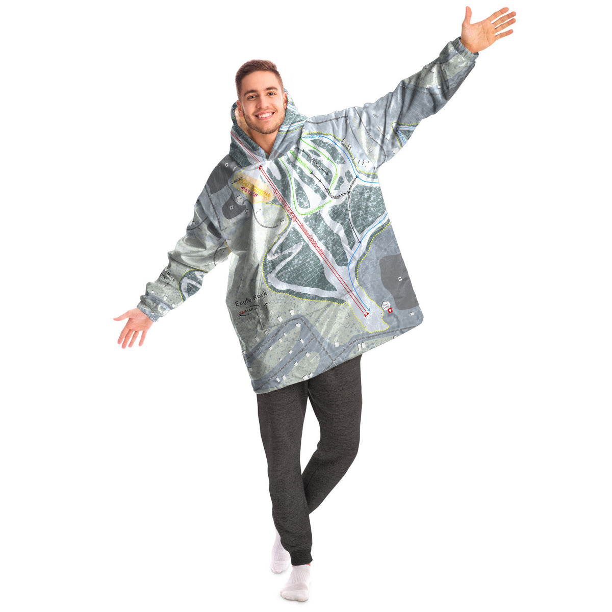 Eagle Rock, Pennsylvania Ski Trail Map Snug Hoodie