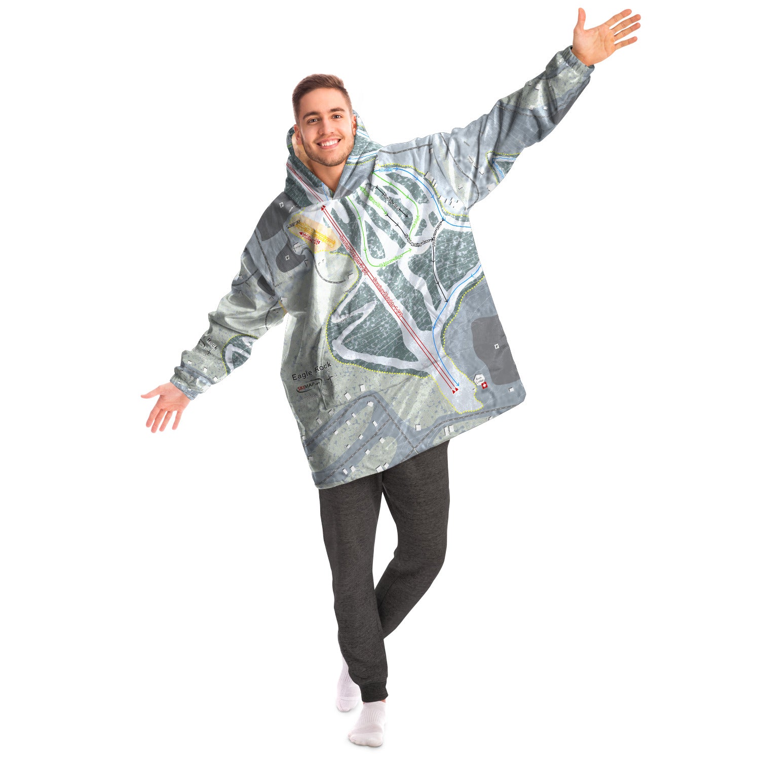 Eagle Rock, Pennsylvania Ski Trail Map Snug Hoodie