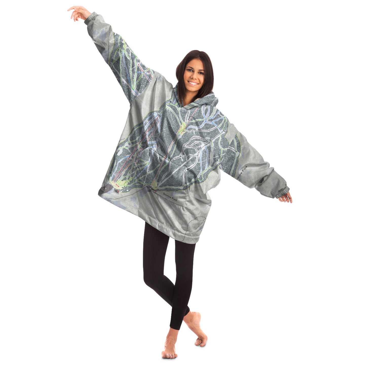 Sunrise Park, Arizona Ski Trail Map Snug Hoodie - Powderaddicts