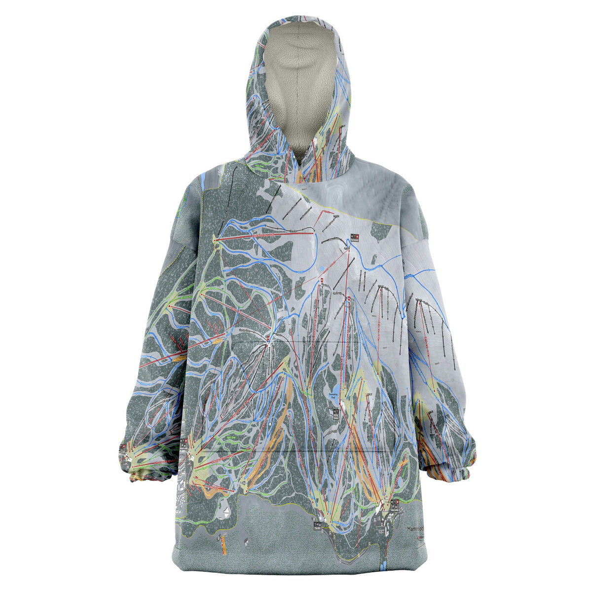 Mammoth Mtn, California Ski Trail Map - Snug Hoodie
