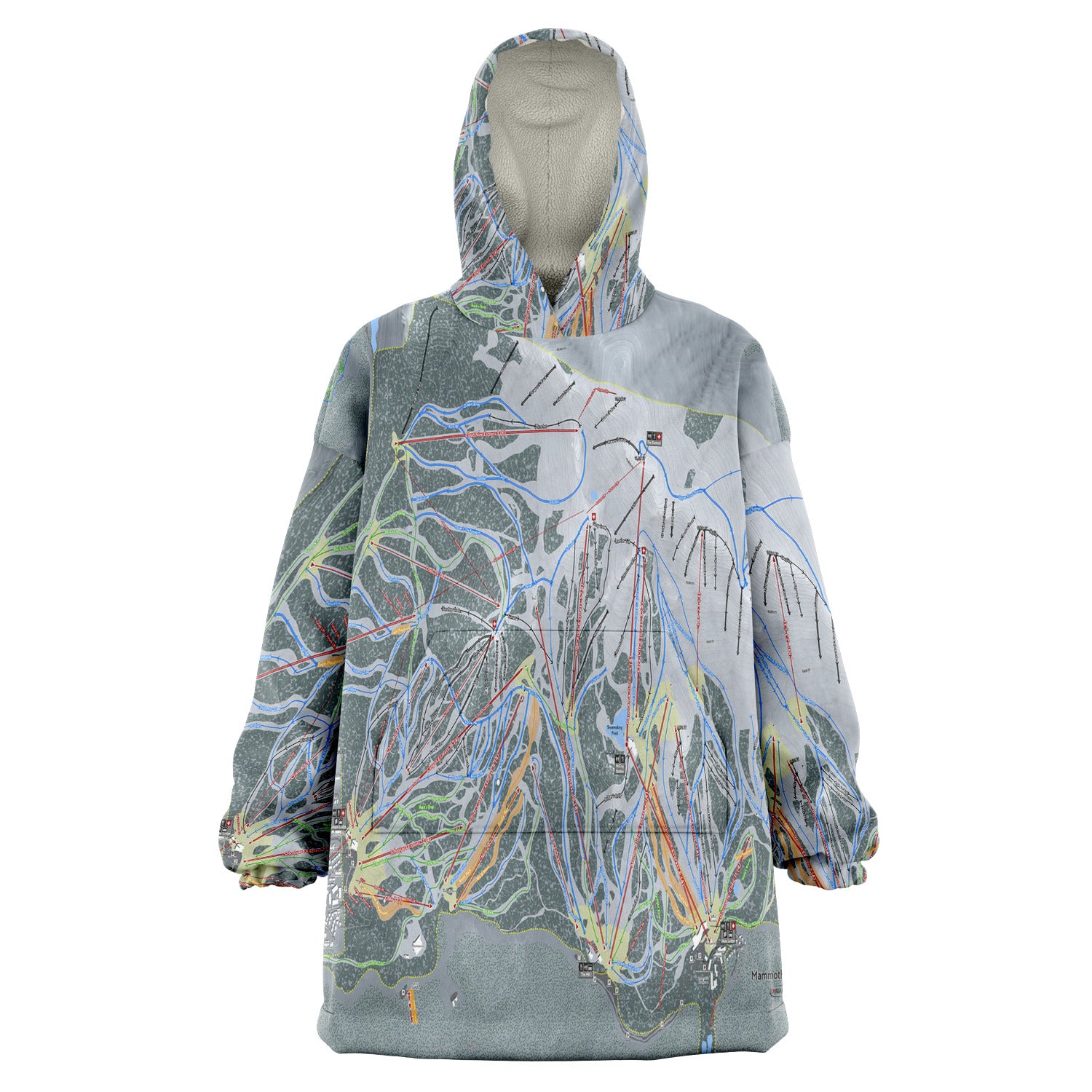 Mammoth Mtn, California Ski Trail Map - Snug Hoodie