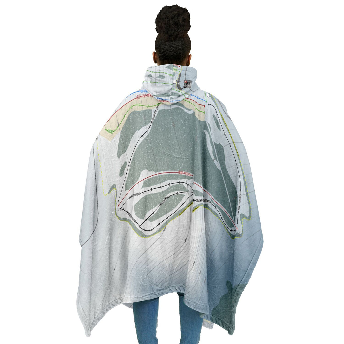 Fairview, Alberta Ski Resort Map Flannel Blanket Poncho